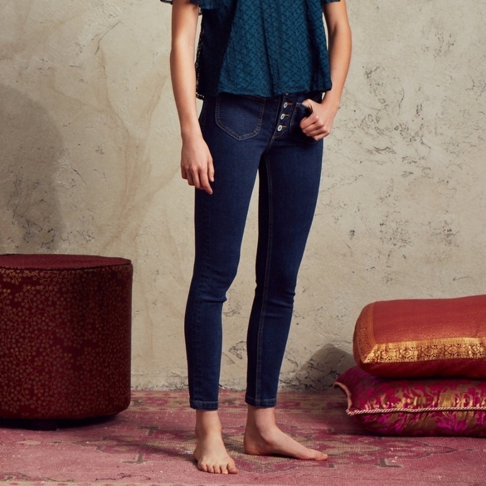 Tularosa Nora High Rise Button Fly Skinny Jeans Dark Wash 27 - Picture 4 of 12